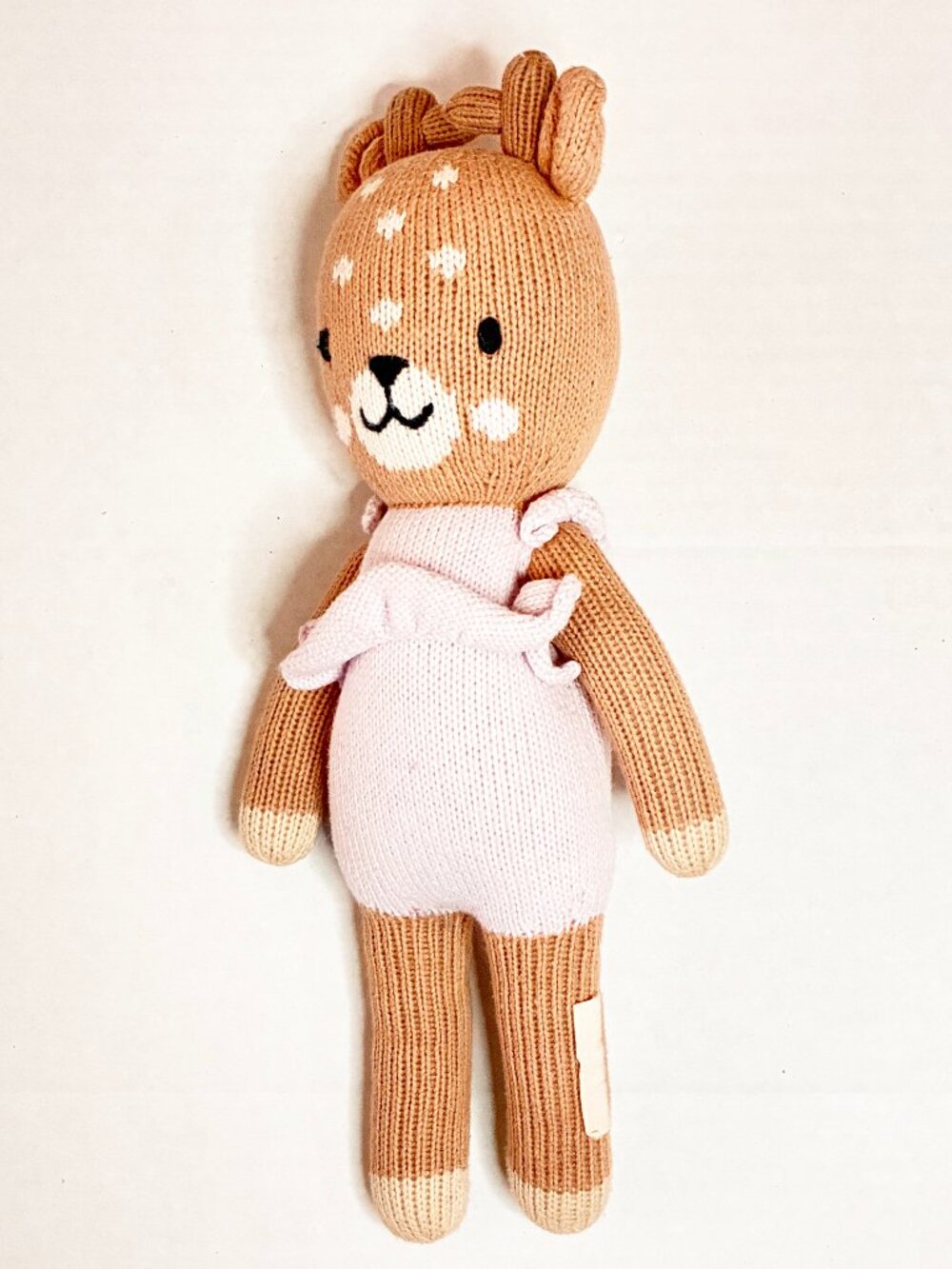 Cuddle + Kind Violet the Fawn Knit Doll - Little 13" - Pink Romper